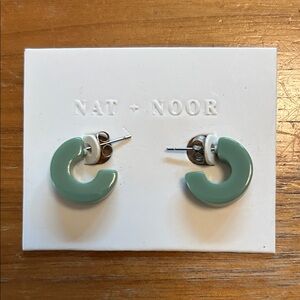 Nat + Noor Mint Crescent Hoop Stud Earrings